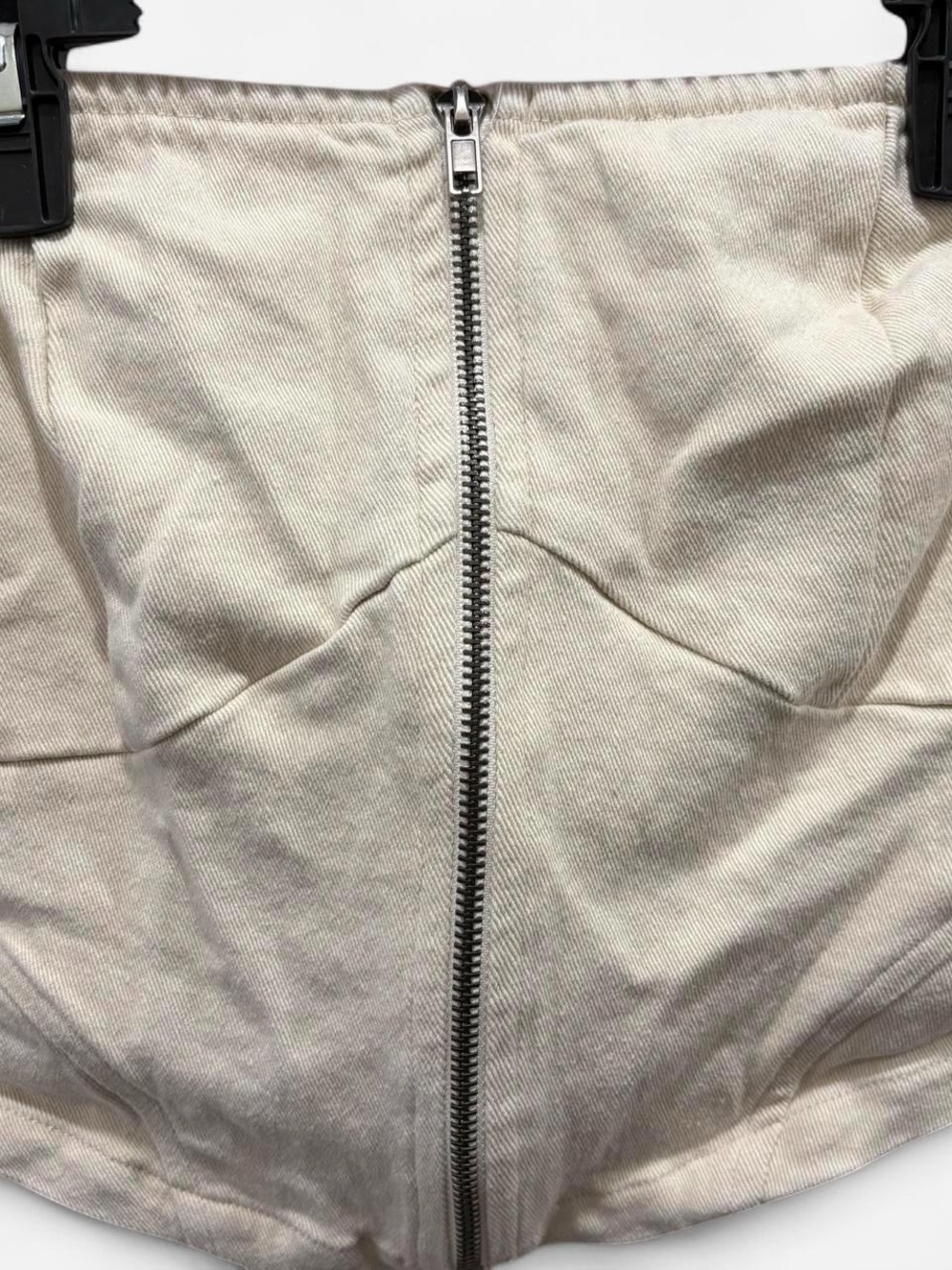 Buckle Beige Front Zip Tube Top